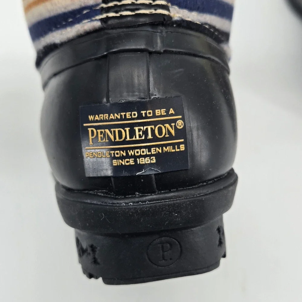 Pendleton Bridger Stripe Duck Mid Boot Black Waterproof Winter Women Shoes 6 NIB